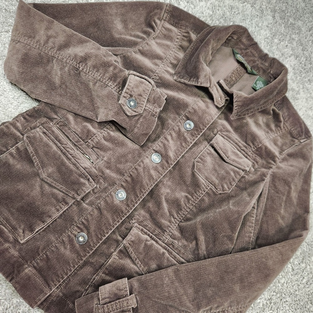 Eddie Bauer Corduroy Jacket Womens M Button Front Pockets Y2K Utility Retro